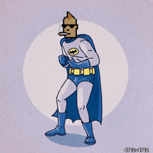 a cartoon drawing of a man in a batman costume with a cigarette in his mouth