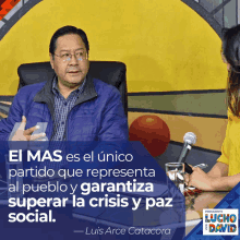 a poster of a man and a woman with a quote from luis arce catacaora