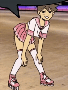 a girl wearing roller skates and knee high socks