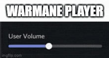 a screenshot of a video game with the words `` warmane player '' written on it and a slider showing the user volume .