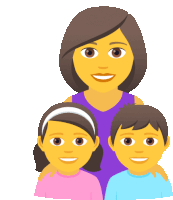 a cartoon illustration of a mother and two children