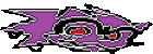 a pixel art of a purple dragon with red eyes and wings .