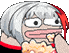 a pixel art of a girl eating popcorn with a bloody face .