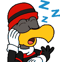 a cartoon character with a big beak is sleeping