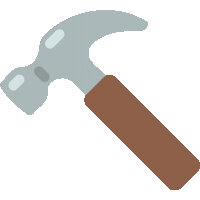 an icon of a hammer with a wooden handle