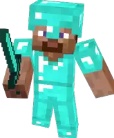 a minecraft character is holding a sword and wearing armor