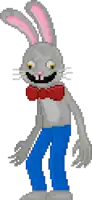 a pixel art of a rabbit wearing a bow tie and blue pants