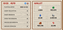 a screenshot of a game that says wallet on the bottom