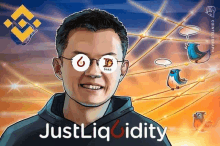 a cartoon of a man with glasses and the words just liquidity