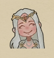 a cartoon drawing of a woman wearing a crown and smiling .