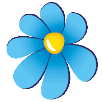 a blue flower with a yellow center