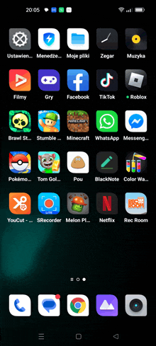 a screenshot of the home screen of a phone showing apps such as minecraft and facebook