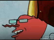 a cartoon character with glasses and a long nose is laughing .