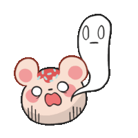 a cartoon drawing of a mouse with a ghost coming out of it