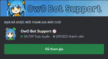 a screenshot of owo bot support with a girl on it