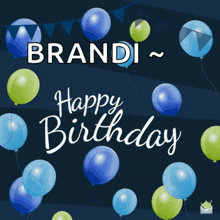 a birthday card for brandi with balloons in the background