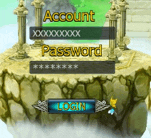 a screenshot of a video game shows the login screen