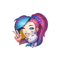 an illustration of a girl giving a peace sign with a cat