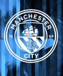 a logo for manchester city shows a ship in a circle