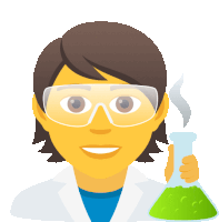 a cartoon of a scientist wearing goggles and holding a beaker with green liquid in it