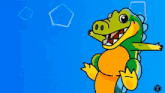 a cartoon crocodile with the words croge is back