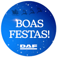 a blue circle that says boas festas daf