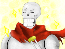 a drawing of papyrus wearing a red scarf