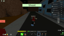 a screenshot of a video game that says shoot on the bottom