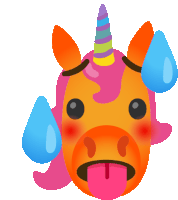 a cartoon of a unicorn with sweat coming out of its nose