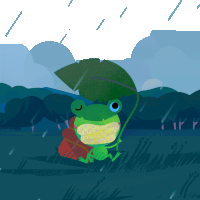 an illustration of a frog holding an umbrella