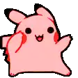 a pixel art drawing of a pink rabbit with a black outline .