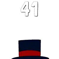 a penguin wearing a top hat and glasses with the number 41 on it