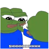 a cartoon of two green frogs with the caption shhhh