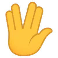 a yellow hand with four fingers is shown with a white background