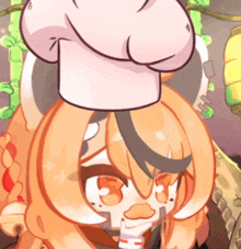 a cartoon of a girl wearing a chef hat