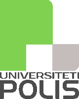 a logo for universitet polis with a green square on top