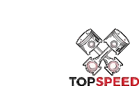 a logo for topspeed shows pistons and crankshafts