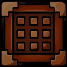 a cartoon drawing of a wooden box with squares on it .