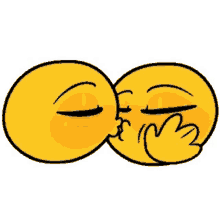 two smiley faces are kissing each other with their eyes closed .