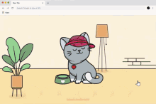 a computer screen shows a cat wearing a red hat and a heart on its chest