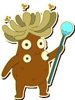 a cartoon character with a crown on his head is holding a wand and a ball .