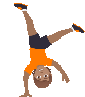 a cartoon of a boy doing a handstand