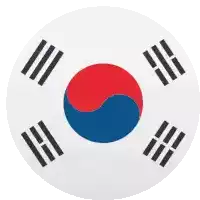 the flag of south korea is shown in a circle on a white background