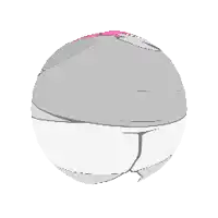 a cartoon drawing of a ball with a pink tail