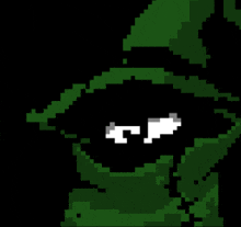 a pixel art of a person wearing sunglasses and a green hoodie