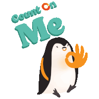 a penguin giving an ok sign with the words count on me above it