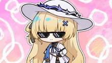 a little girl wearing sunglasses and a white hat