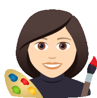 an illustration of a woman holding a palette and a paintbrush