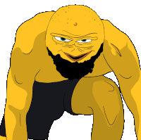 a cartoon of a man with a beard and a yellow face