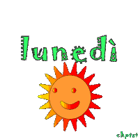 a drawing of a smiling sun with the words felice lunedi